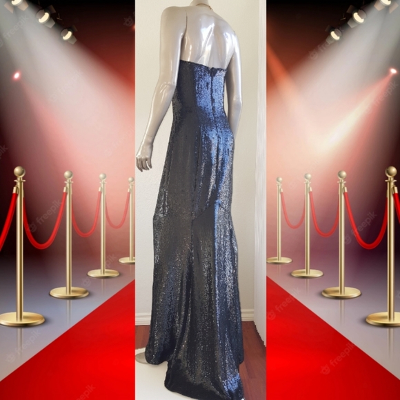 ^$11,000 OSCAR LA RENTA BLACK SILK SEQUIN RUNWAY RED CARPET GOWN W. BOLERO US 6 - Picture 11 of 16